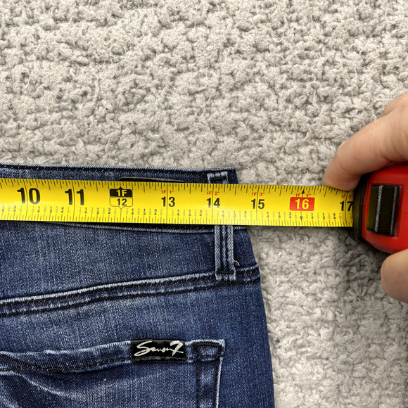 7 For All Mankind Jeans Womens Size 6 Mid Rise Skinny Rhinestone Stretch Blue - Picture 7 of 10